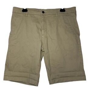 TOPMAN Khaki Chino Shorts‎ Mens Size 34 Flat Front Casual Cotton Blend